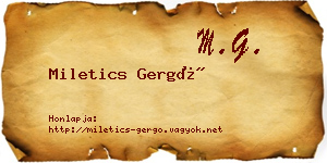 Miletics Gergő névjegykártya